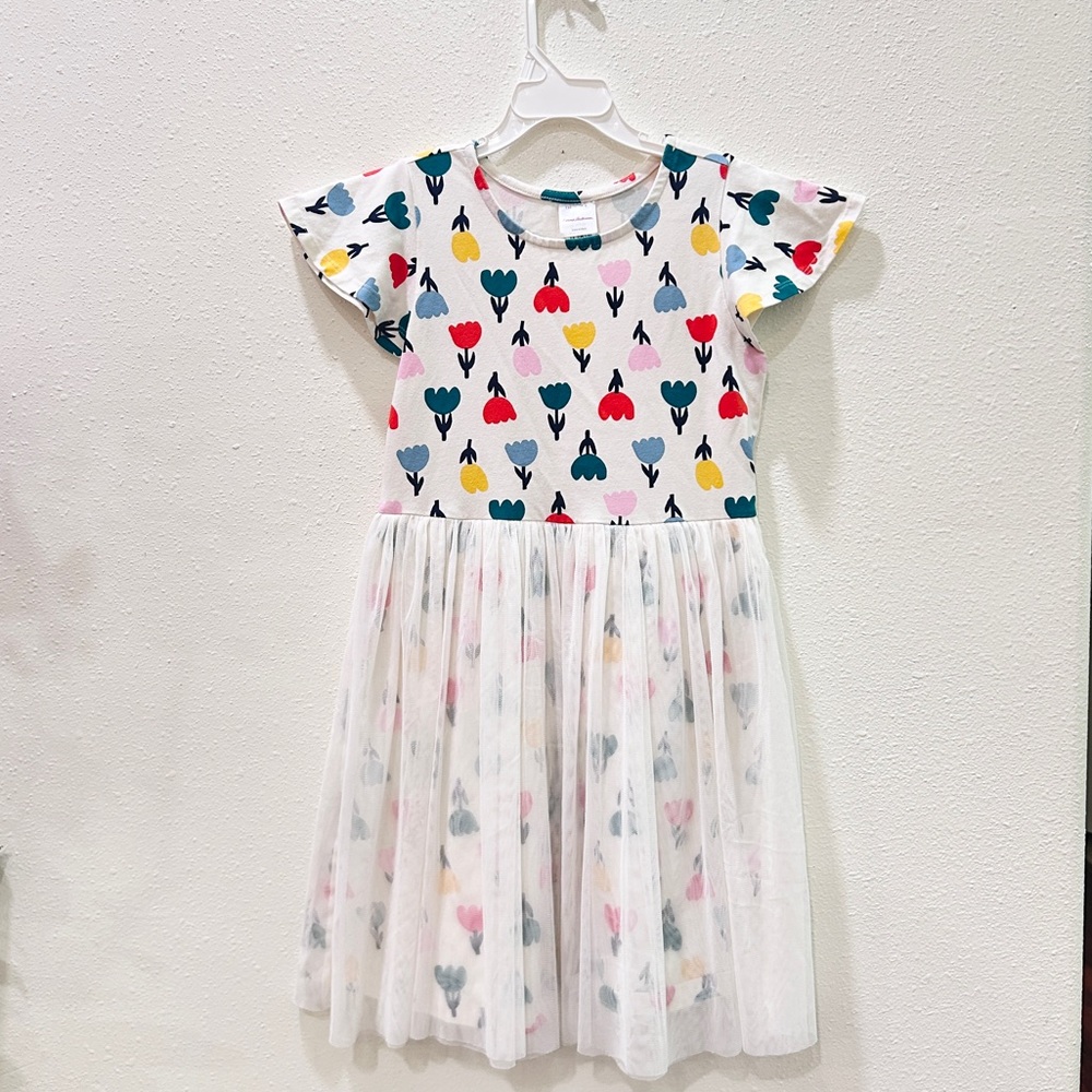 Hanna Andersson Print Tulle Dress with a colorful tulip pattern size 8